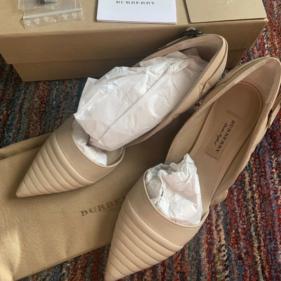 Burberry Shoes - NEW Burberry Quilted Leather Kitten Heels Pumps